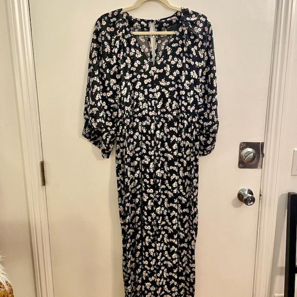 ASOS Design Floral Smock Jumpsuit {Navy}